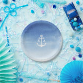 Waterverf strandbruiloft nautical anchor monogram papieren bordje (Feest)