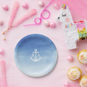 Waterverf strandbruiloft nautical anchor monogram papieren bordje (Feest)