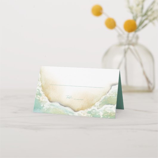 Waterverf strandbruiloft plaatskaartje (Voorkant)