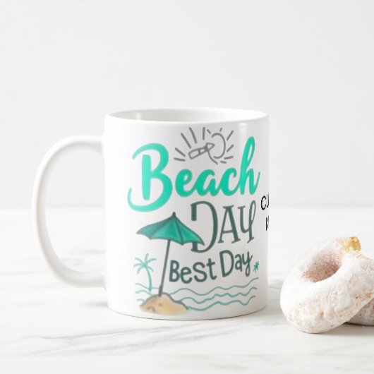 Waterverf Stranddag Beste Dag Mok (Met donut)
