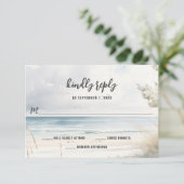 Waterverf stranden kustbestemming huwelijk RSVP kaartje (Staand voorkant)