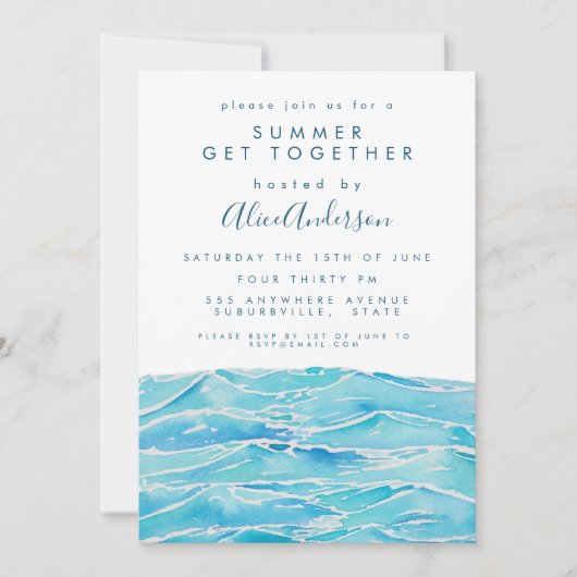 Waterverf Strandgolven Kust Schiereiland Strandfee Kaart (Voorkant)