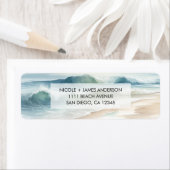 Waterverf Strandgolven Kust Strand Bruiloft Etiket (Insitu)