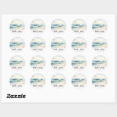 Waterverf Strandgolven Rustieke Kust Bruiloft Ronde Sticker (Vel)