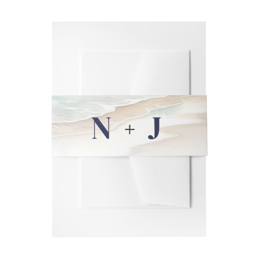 Waterverf Strandgolven Rustieke Kust Bruiloft Uitnodigingen Wikkel (Voorkant Voorbeeld)