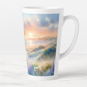 Waterverf Strandhuis Zonsondergang Duinen Latte Mok