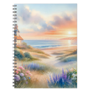 Waterverf Strandhuis Zonsondergang Duinen Notitieboek
