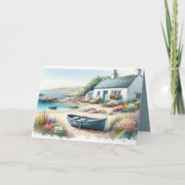 Waterverf Strandhuisje aan de Kust Kaart