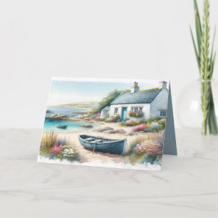 Waterverf Strandhuisje aan de Kust Kaart