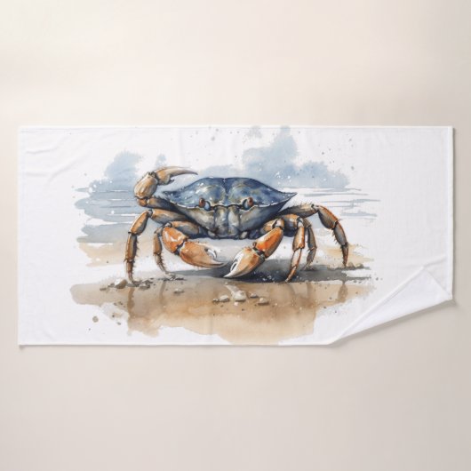 Waterverf strandkrab bad handdoek (Badhanddoek)