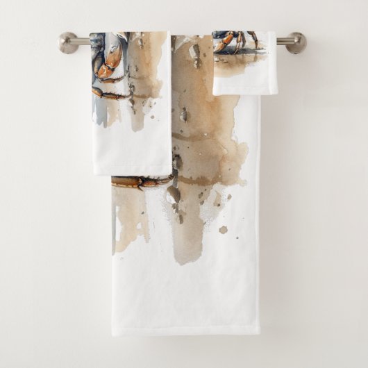 Waterverf strandkrab bad handdoek (Insitu)