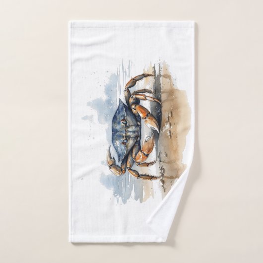 Waterverf strandkrab bad handdoek (Handdoek)