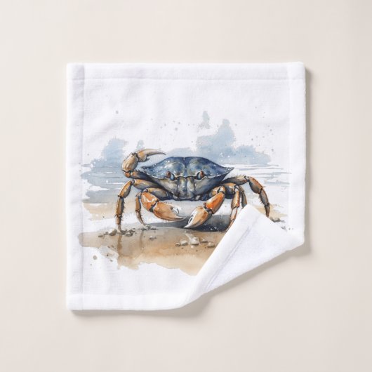 Waterverf strandkrab bad handdoek (Wasdoekje)