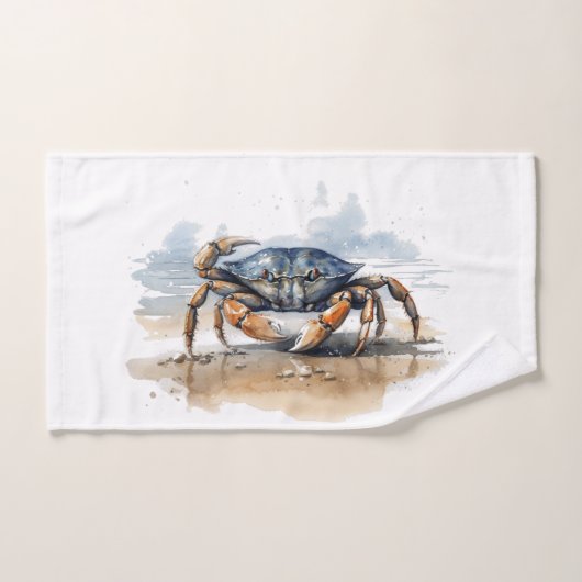 Waterverf strandkrab bad handdoek (Handdoek)