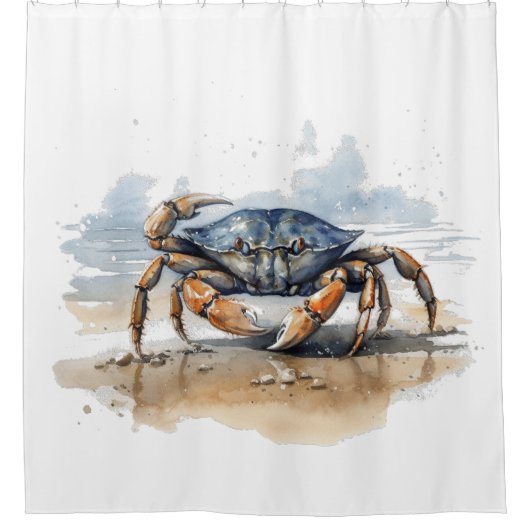 Waterverf strandkrab douchegordijn (Voorkant)
