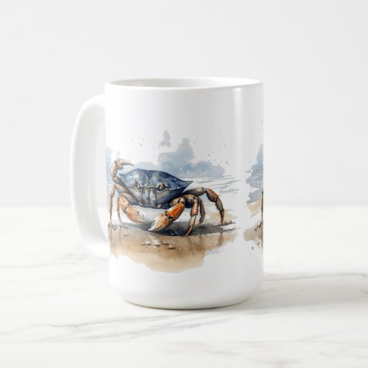 Waterverf strandkrab koffiemok (Voorkant links)