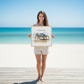 Waterverf Strandkrab, op maat Canvas Afdruk