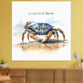 Waterverf Strandkrab, op maat Canvas Afdruk (Insitu (Woonkamer))