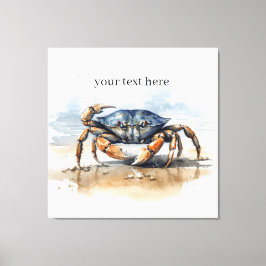Waterverf Strandkrab, op maat Canvas Afdruk