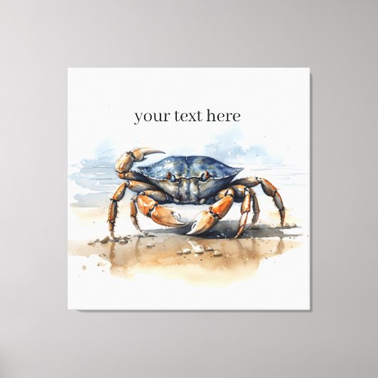 Waterverf Strandkrab, op maat Canvas Afdruk (Voorkant)