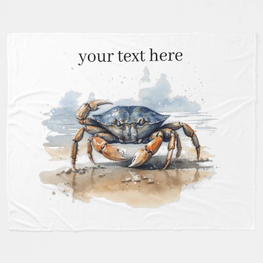 Waterverf Strandkrab, op maat Fleece Deken (Voorkant (Horizontaal))