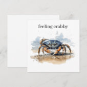 Waterverf Strandkrab, op maat Kaart (Voorkant / Achterkant)