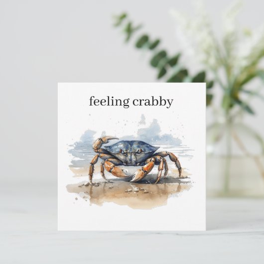 Waterverf Strandkrab, op maat Kaart (Staand voorkant)