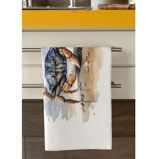 Waterverf strandkrab theedoek