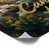 Waterverf Strandlandschap Canarische Eilanden Poster (Hoek)