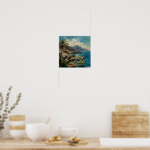 Waterverf Strandlandschap Canarische Eilanden Poster (Keuken)