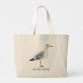 Waterverf Strandmeeuw Persoonlijk Grote Tote Bag (Achterkant)