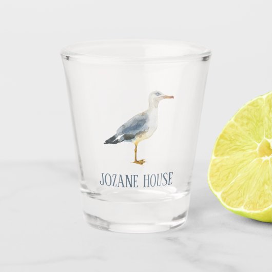 Waterverf Strandmeeuw Persoonlijk Shot Glas (Voorkant)