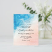 Waterverf strandoceaan huwelijksuitnodiging (Staand voorkant)