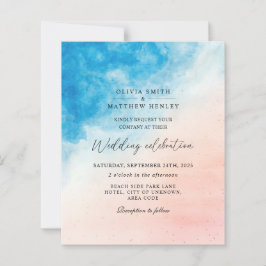 Waterverf strandoceaan huwelijksuitnodiging