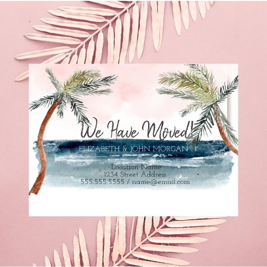 Waterverf Strandpalm Bewegend Aankondigingskaart
