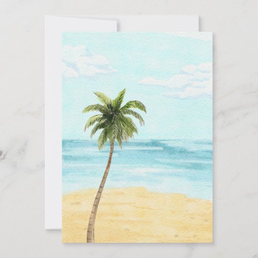 Waterverf strandparadijs jarig kaart (Achterkant)