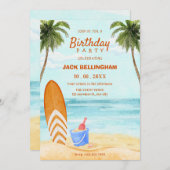 Waterverf strandparadijs jarig kaart (Voorkant / Achterkant)