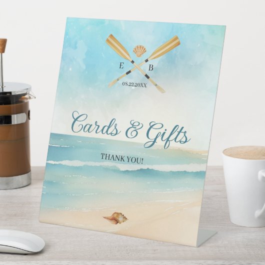 Waterverf Strandriemen Trouwkaarten & Geschenken Reclamebord Met Voetstuk (Insitu)