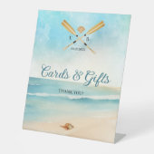 Waterverf Strandriemen Trouwkaarten & Geschenken Reclamebord Met Voetstuk (Voorkant)