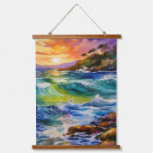 Waterverf strandscène hangend wandkleed (Voorkant)