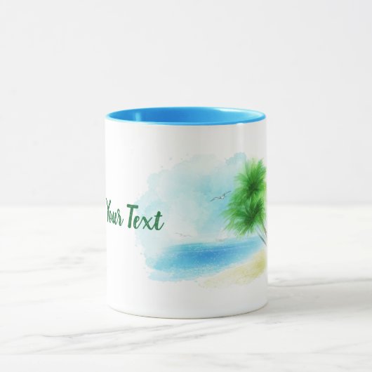 waterverf strandscène mok (Midden)