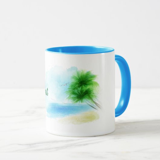  waterverf strandscène mok (Voorkant rechts)