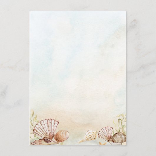 Waterverf strandschappen Tropische bruiloft detail Informatiekaartje (Achterkant)