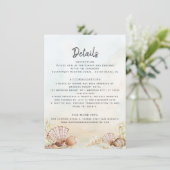 Waterverf strandschappen Tropische bruiloft detail Informatiekaartje (Staand voorkant)