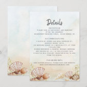 Waterverf strandschappen Tropische bruiloft detail Informatiekaartje (Voorkant / Achterkant)