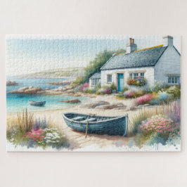 Waterverf Strandtafereel van een Kusthuisje Legpuzzel