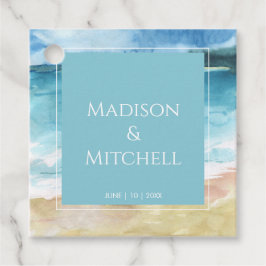 Waterverf strandverbinding bestemming oceaan bedankjes labels