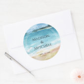 Waterverf strandverbinding bestemming oceaan ronde sticker (Envelop)