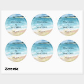 Waterverf strandverbinding bestemming oceaan ronde sticker (Vel)