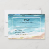Waterverf strandverbinding bestemming oceaan RSVP kaartje (Voorkant)